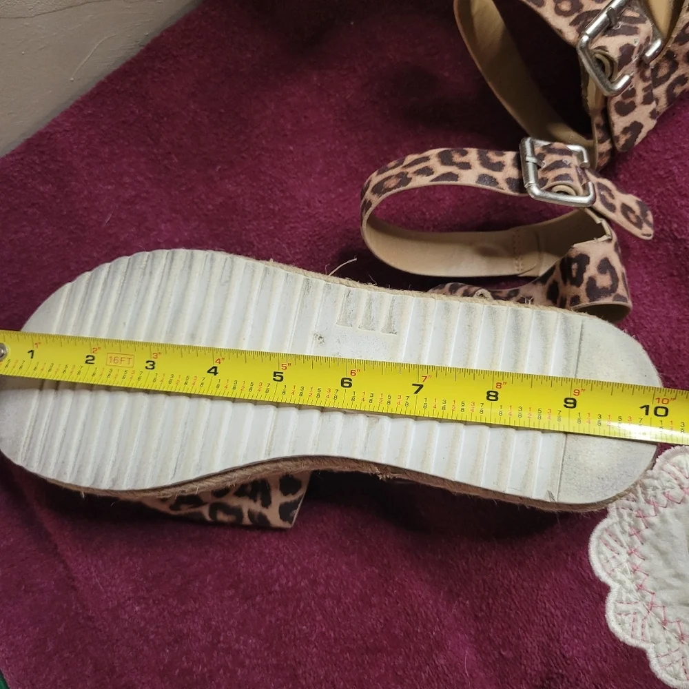Soda Cheetah Platform Sandals with Buckle Closure, Womens Size 10